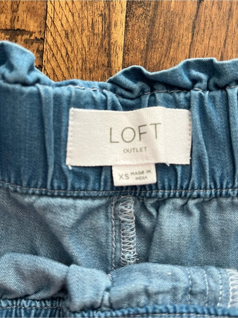 LOFT Outlet Light Blue Drawstring Denim-Style Women's Shorts